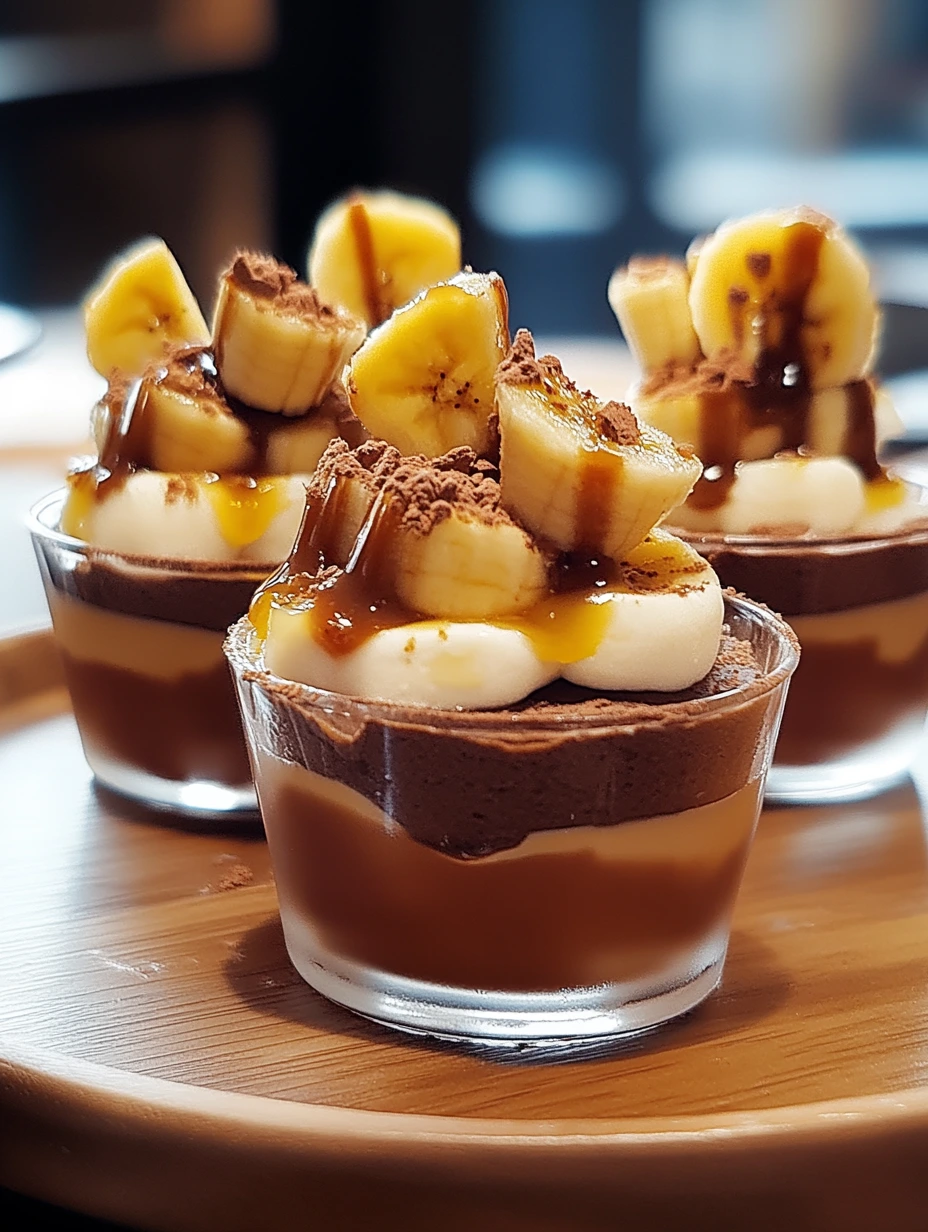 Banana caramel chocolate cups, easy dessert