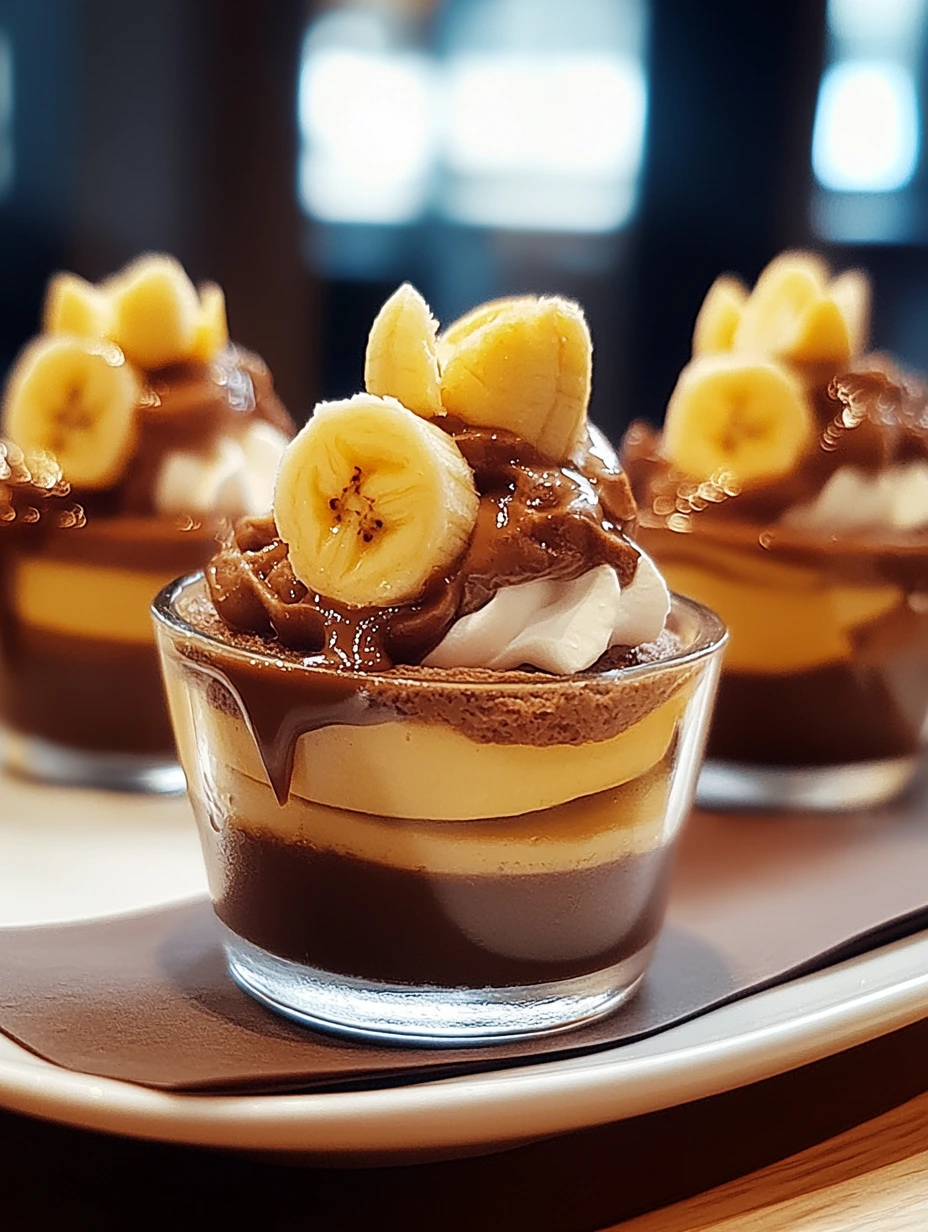 Banana caramel and chocolate layered dessert