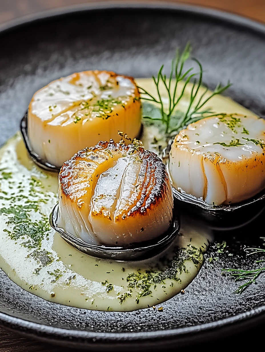 Scallops with dill, healthy recipe