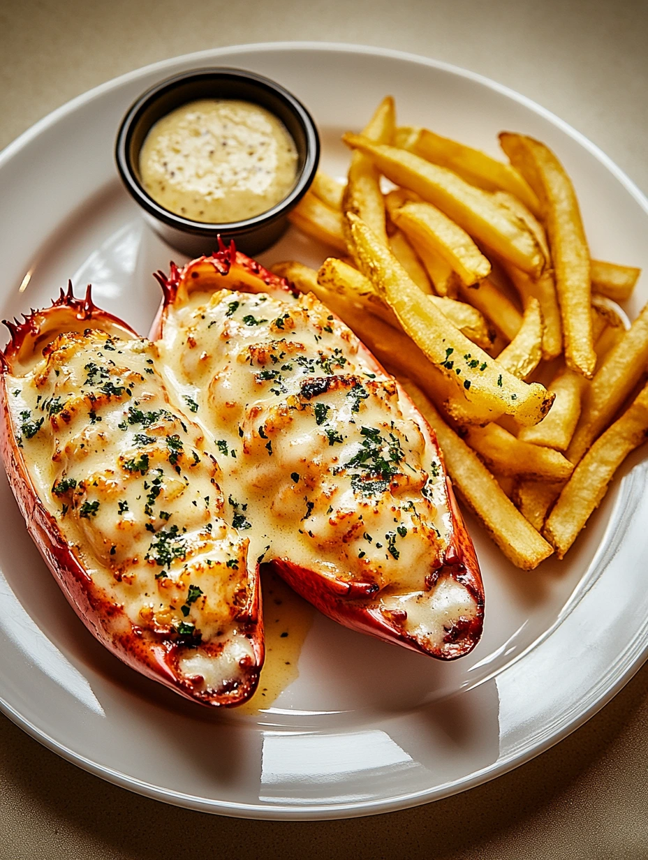 Lobster Thermidor with French Fries, easy dish