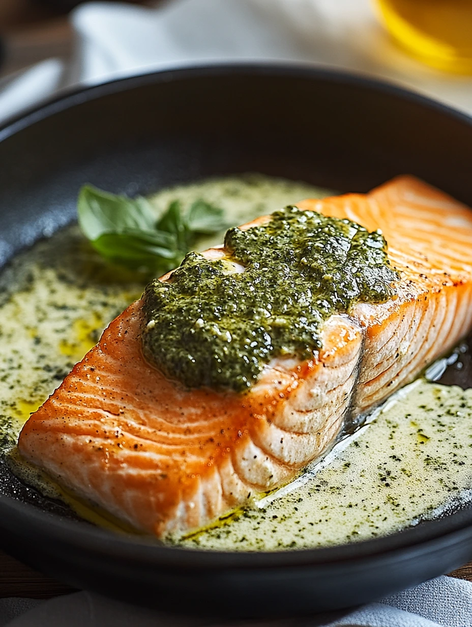 Salmon with Pesto Cream
