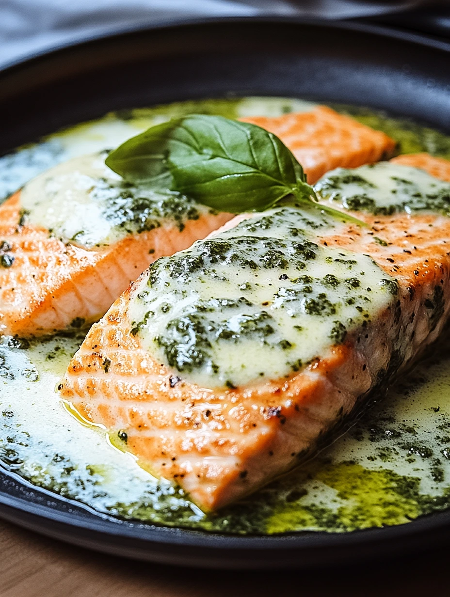 Salmon Pesto Cream, healthy meal