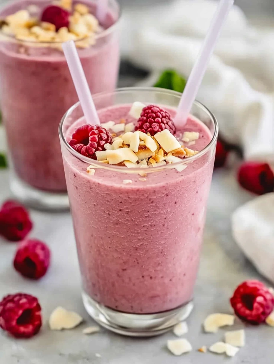 Fresh raspberry and coconut smoothie