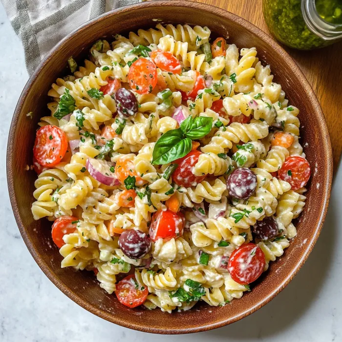 Mediterranean pasta salad with veggies (Vegetarian)
