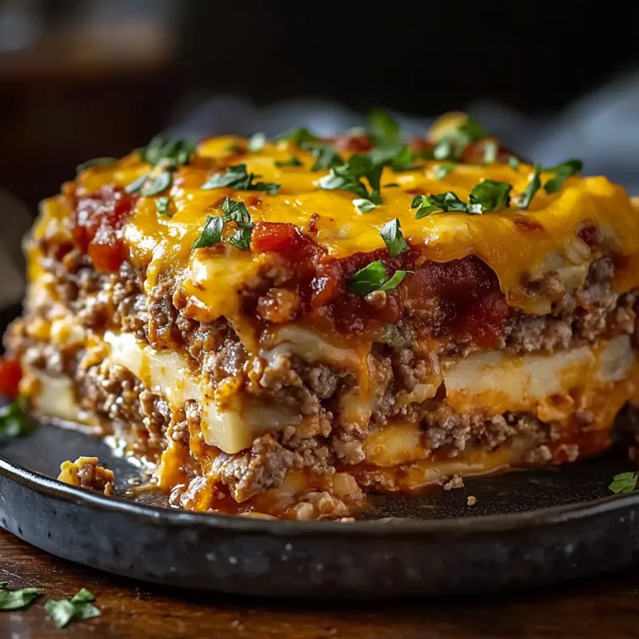 Cheesy beef and potato bake