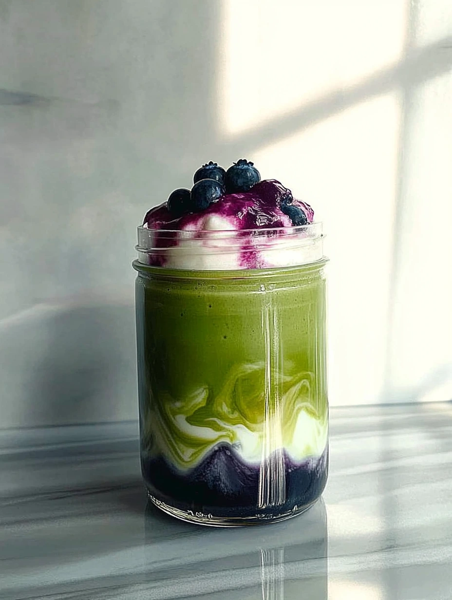Homemade Blueberry Matcha Frappuccino