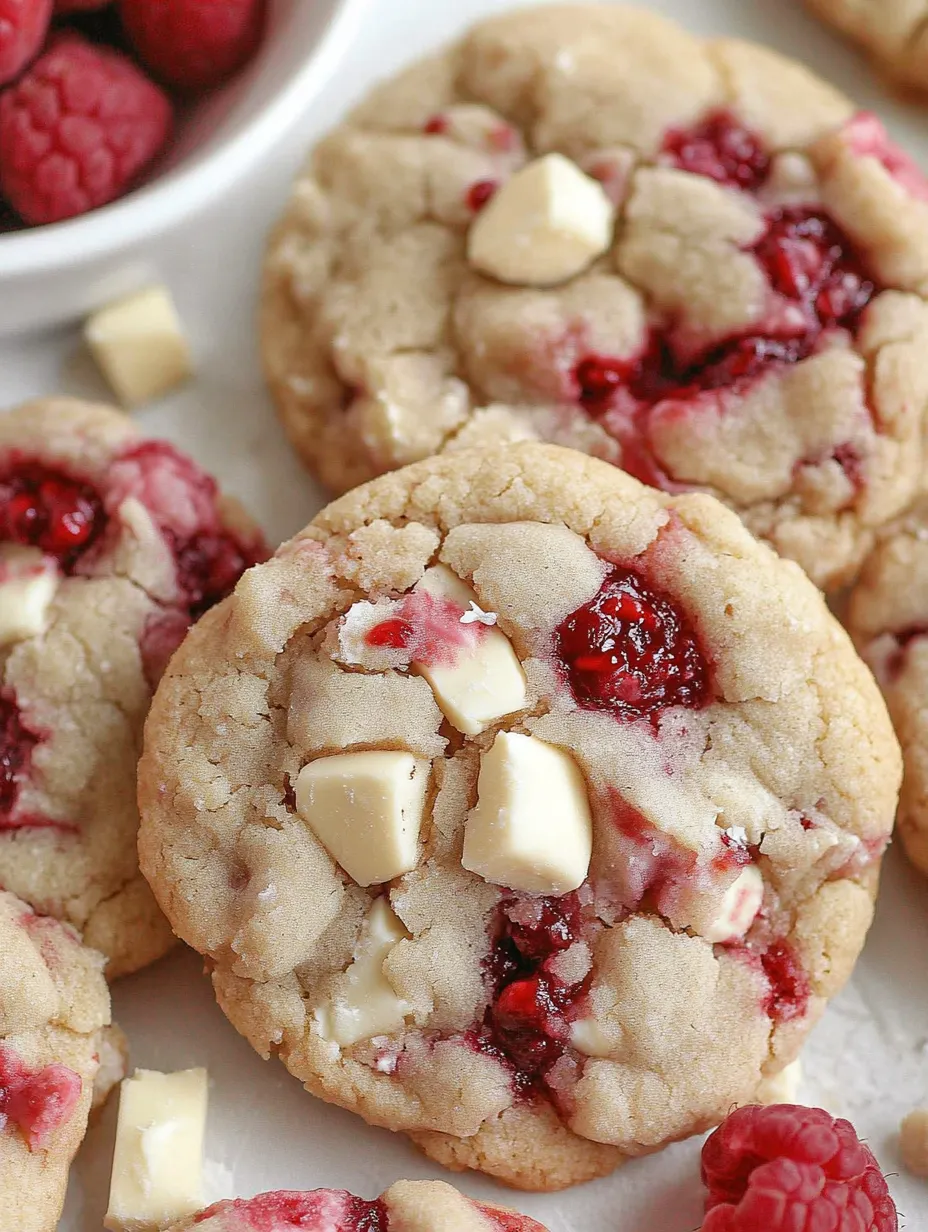 Bakery-style white chocolate and raspberry cookies