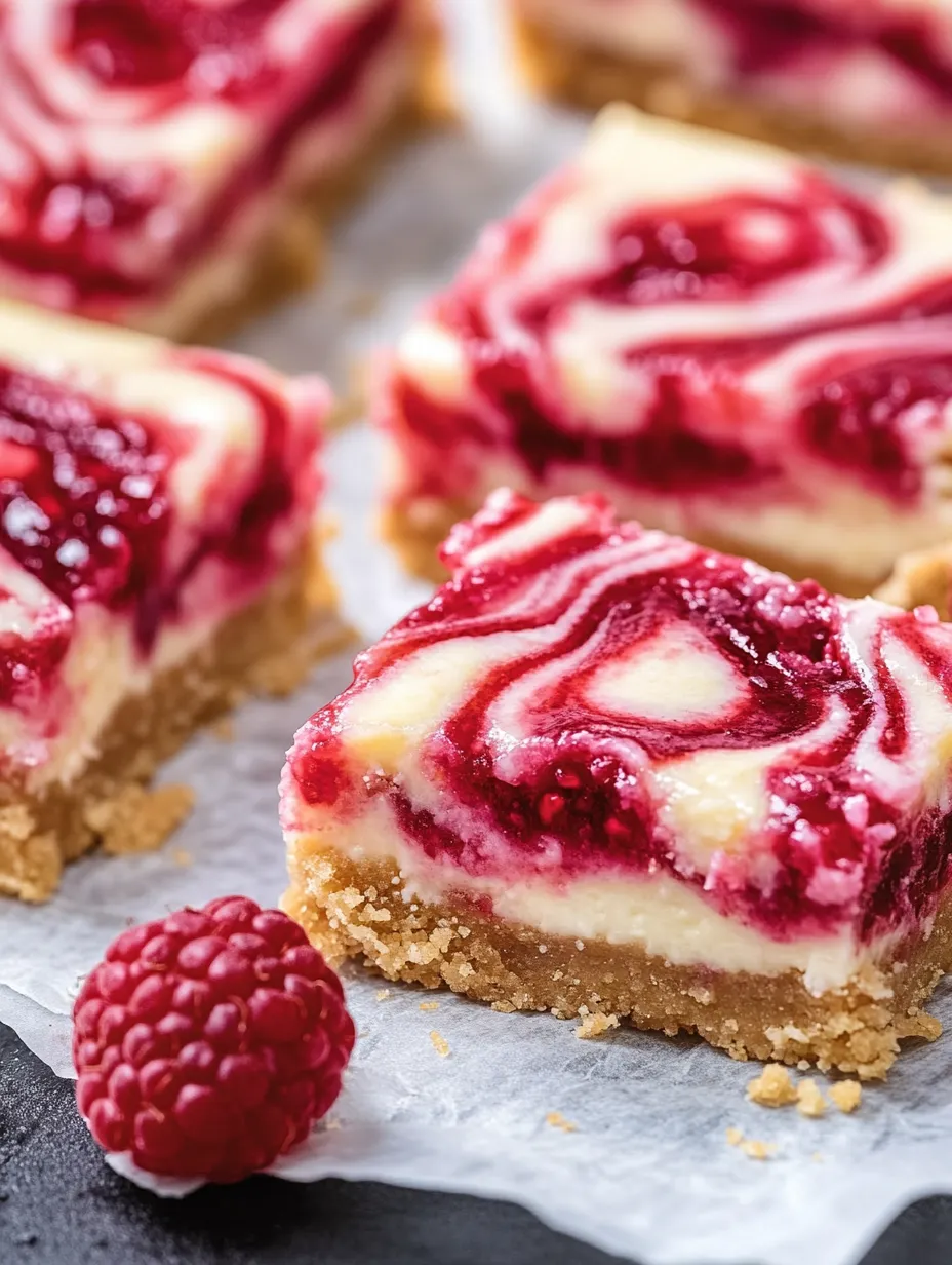 Sweet and tangy raspberry cheesecake bars