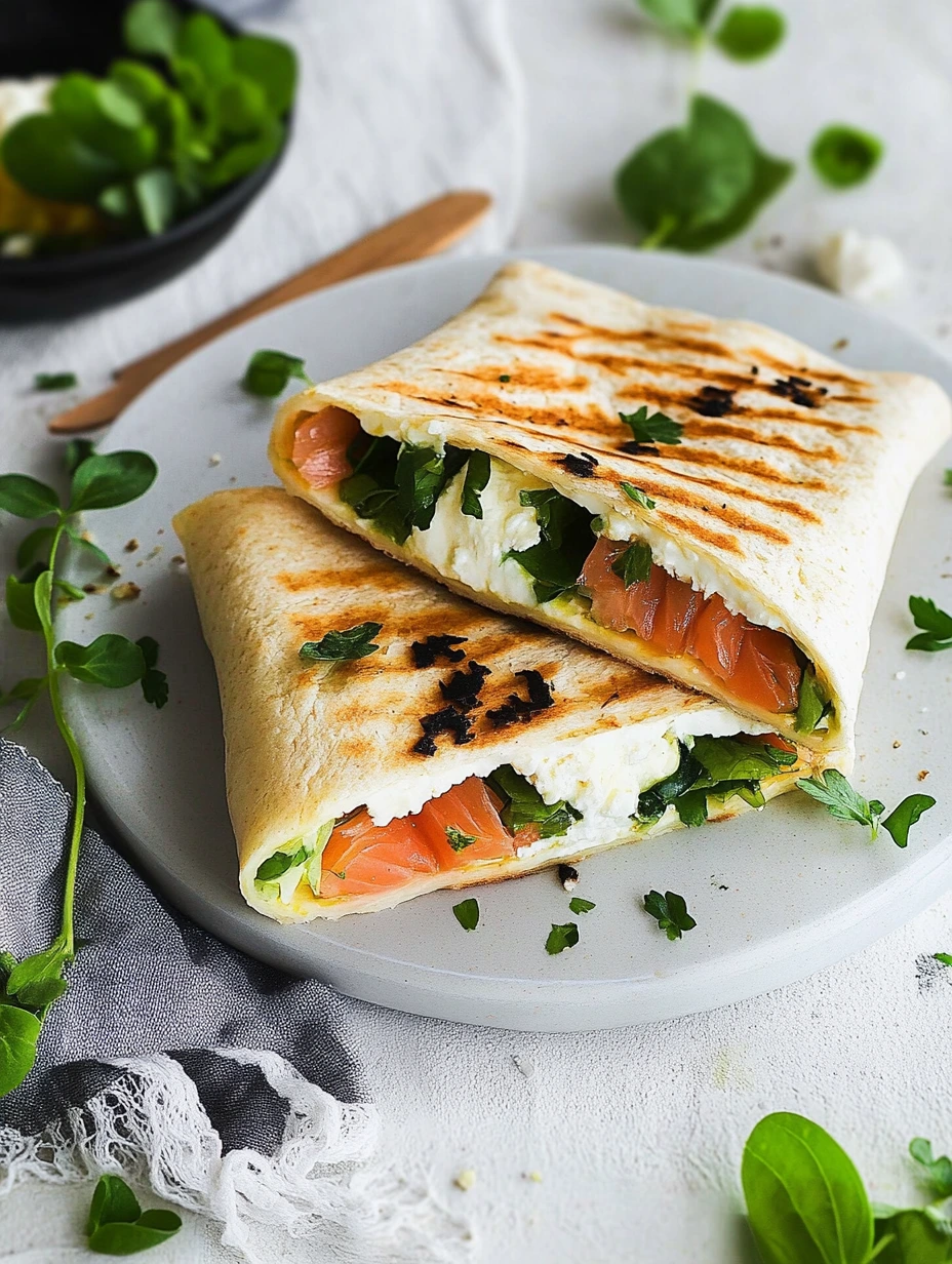 Easy salmon and goat cheese wrap