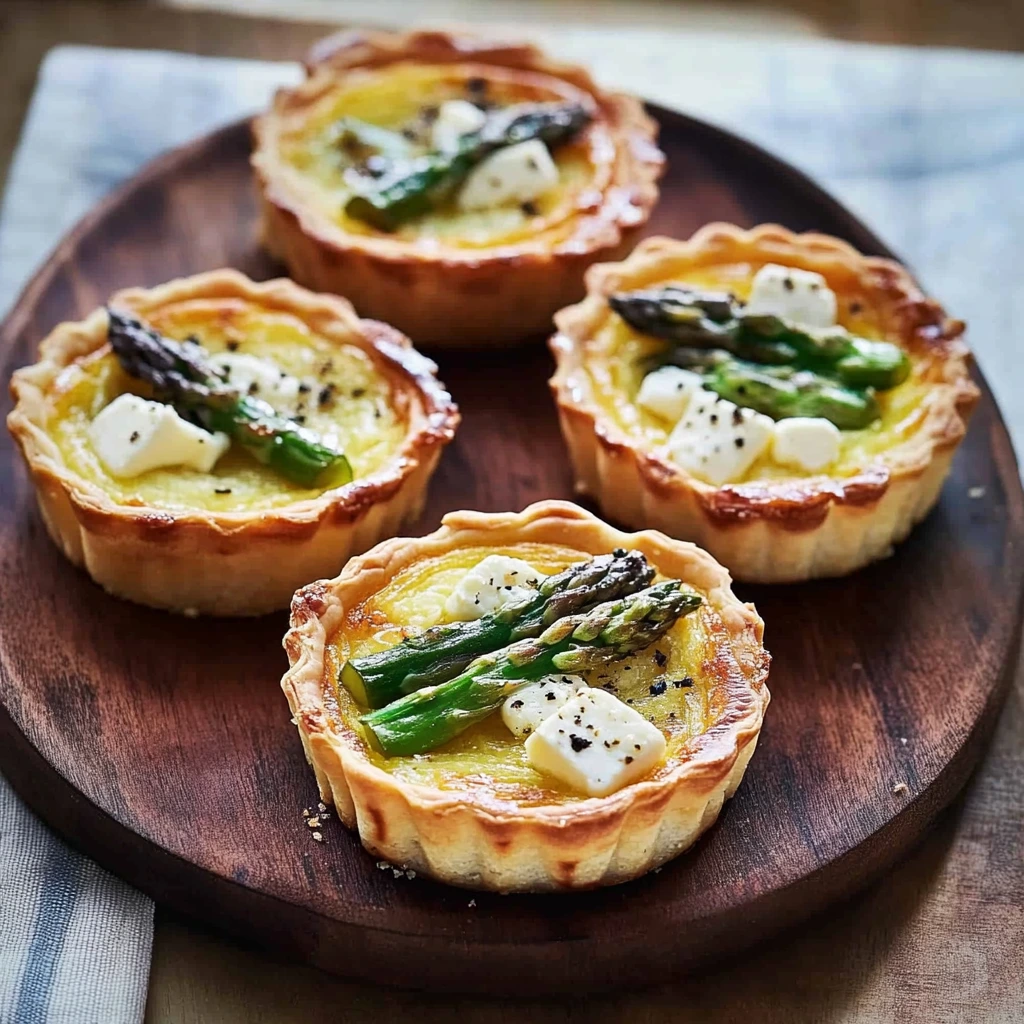 Mini quiches with fresh asparagus and goat cheese