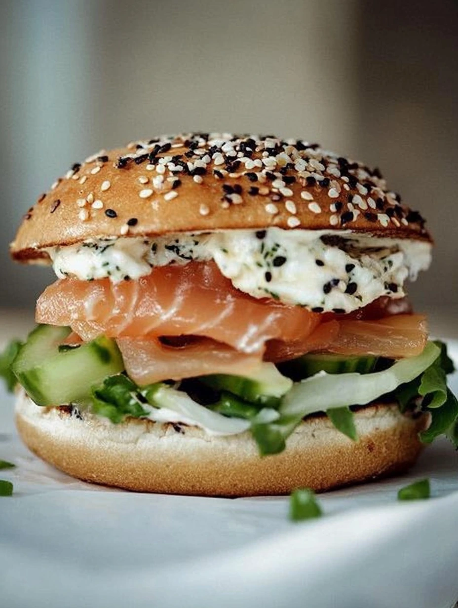 Smoked salmon and cucumber burger, perfect for your kids