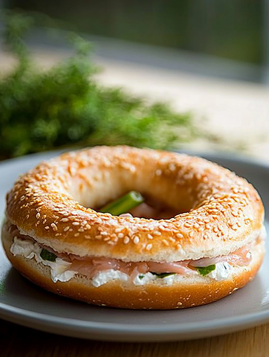 Tuna and garlic cream cheese bagel, variation