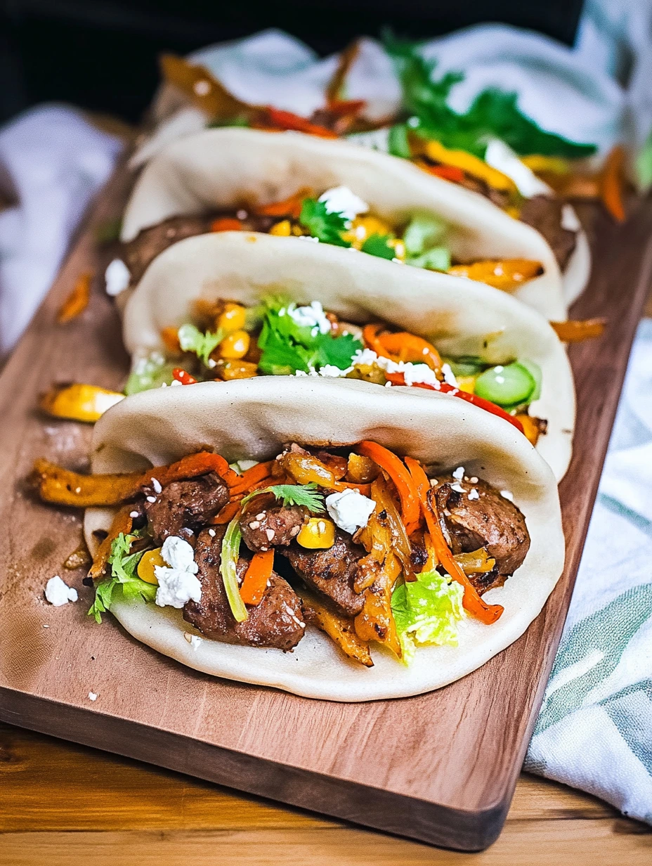 Gua bao with veggies and ground meat, quick meal