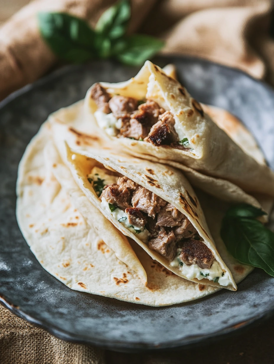 Homemade ground beef and Boursin tacos