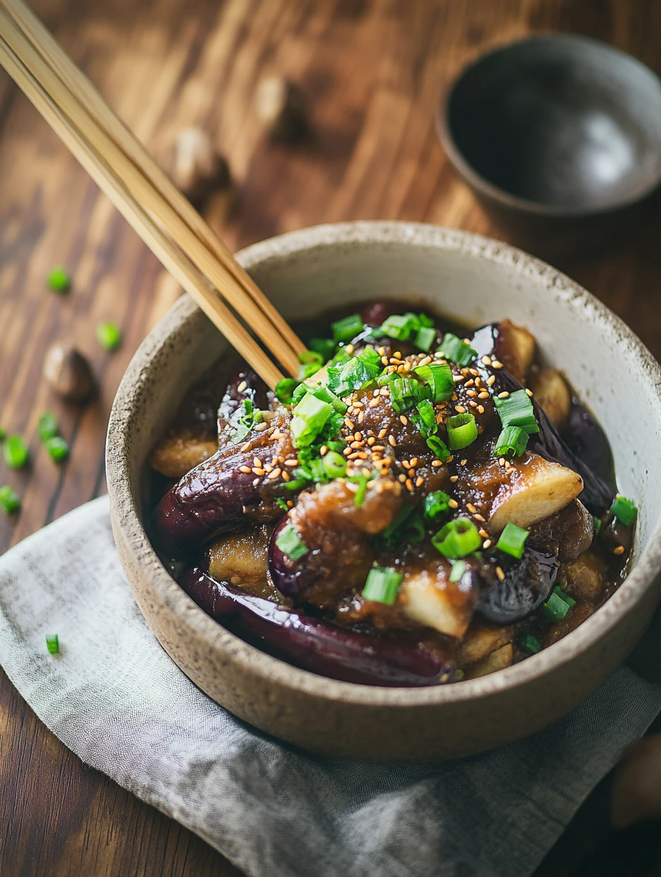 A bowl of Japanese miso eggplant