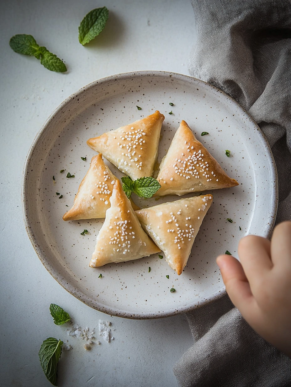Feta and mint pastry triangles
