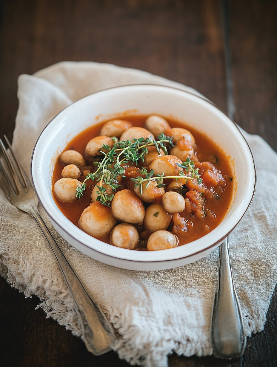 Greek-style mushrooms in tomato sauce