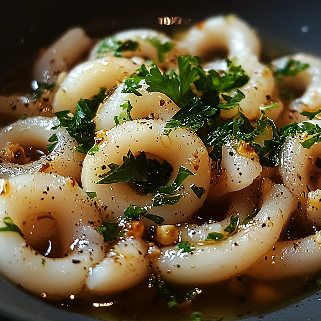 Sautés calamars with parsley