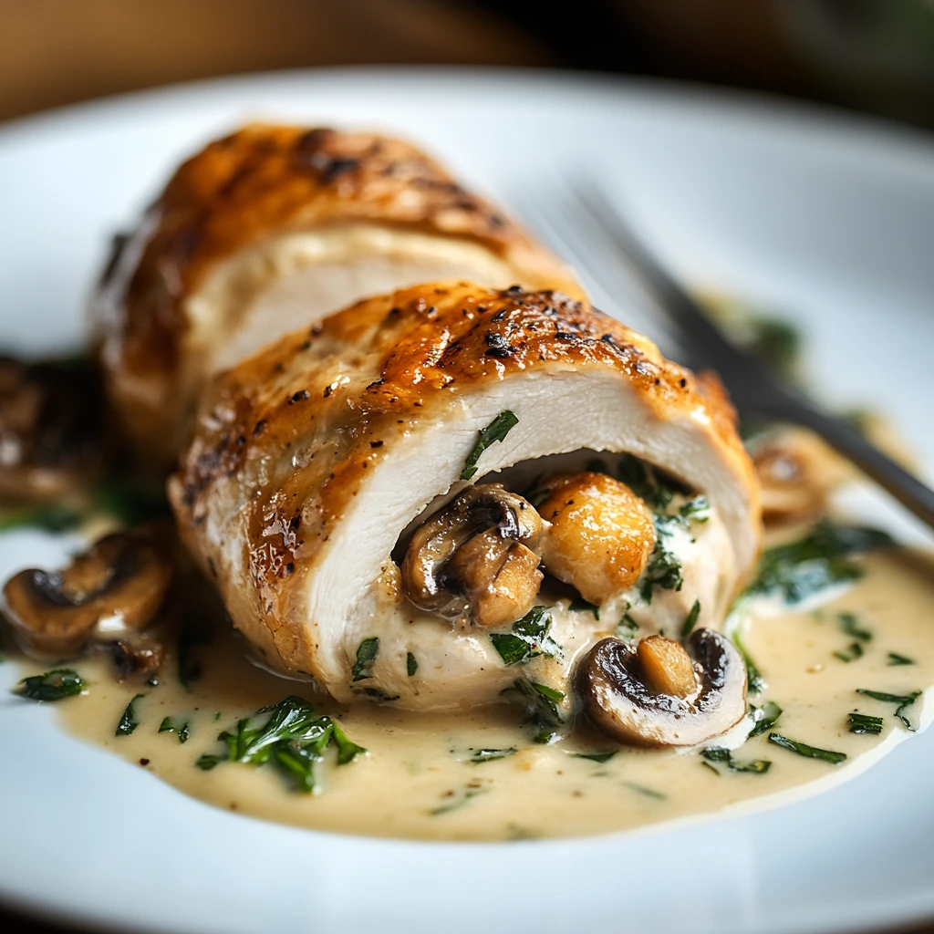 Chicken Spinach Mushroom Roll
