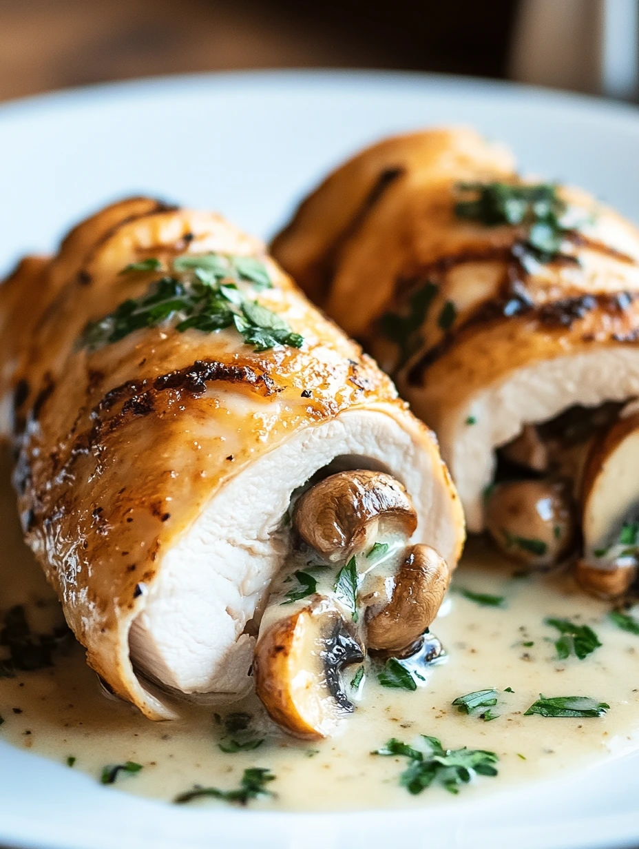 Chicken Roll with Spinach Mushrooms