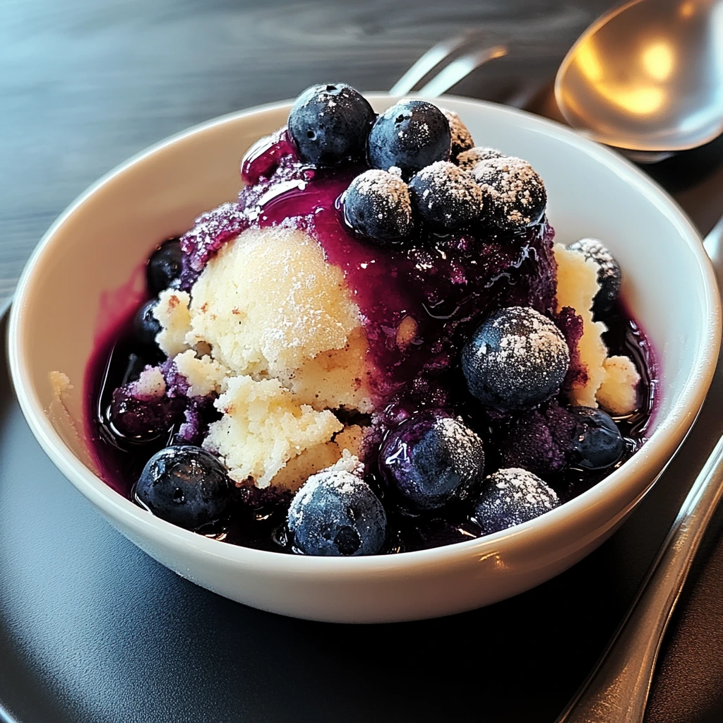 Scoop of blueberry crisp