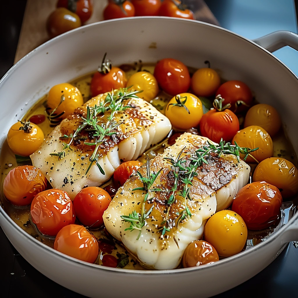 Baked cod tomatoes thyme