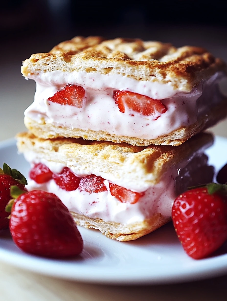 Fresh strawberry ice cream sandwiches