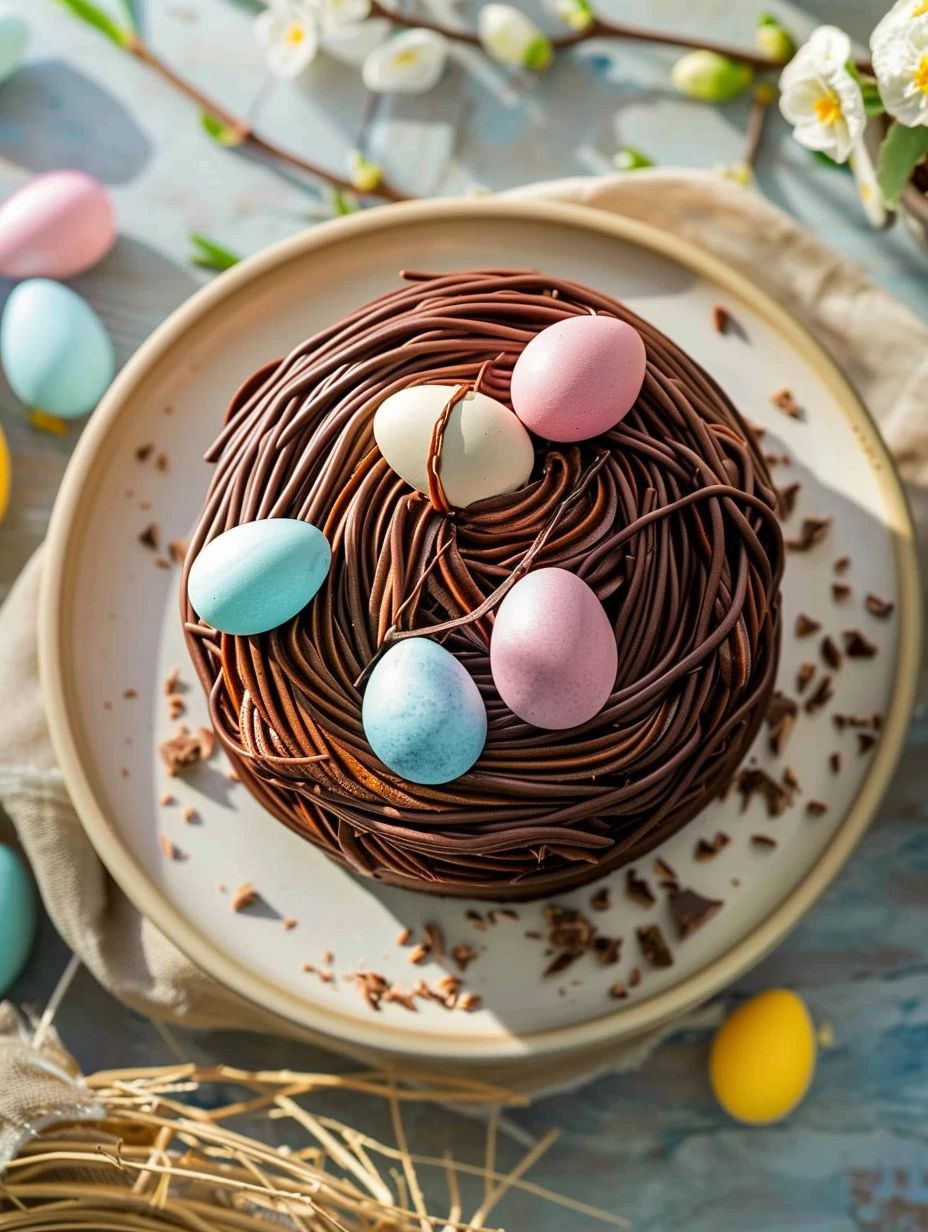 Chocolate Easter nest cake, family recipe