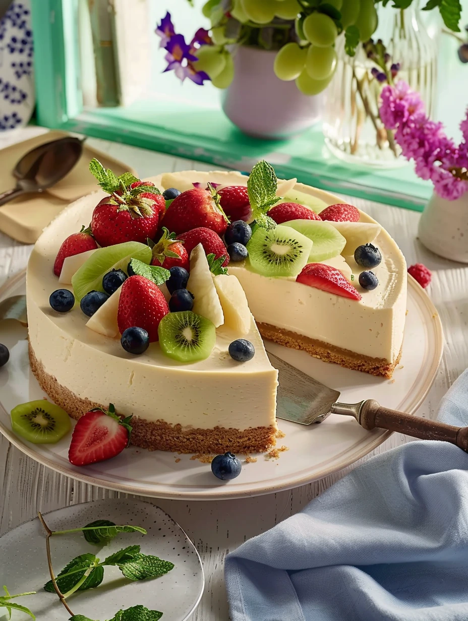 Easter fruit cheesecake, treat your kids