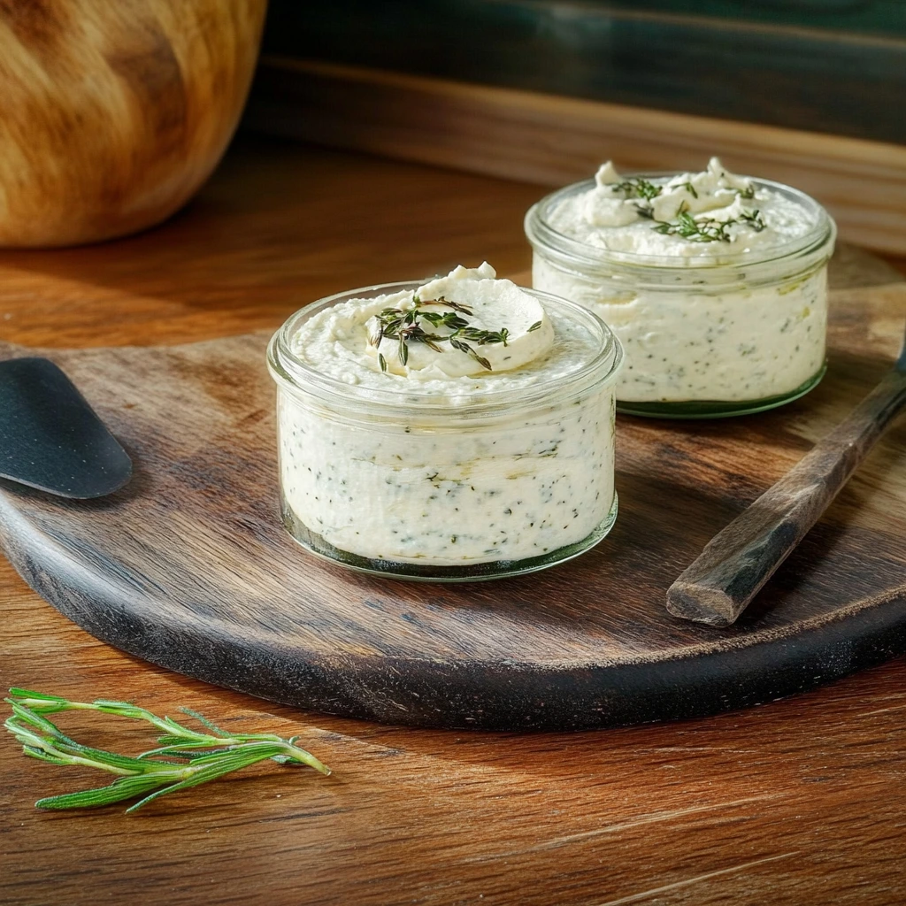 Creamy garlic and herb spread