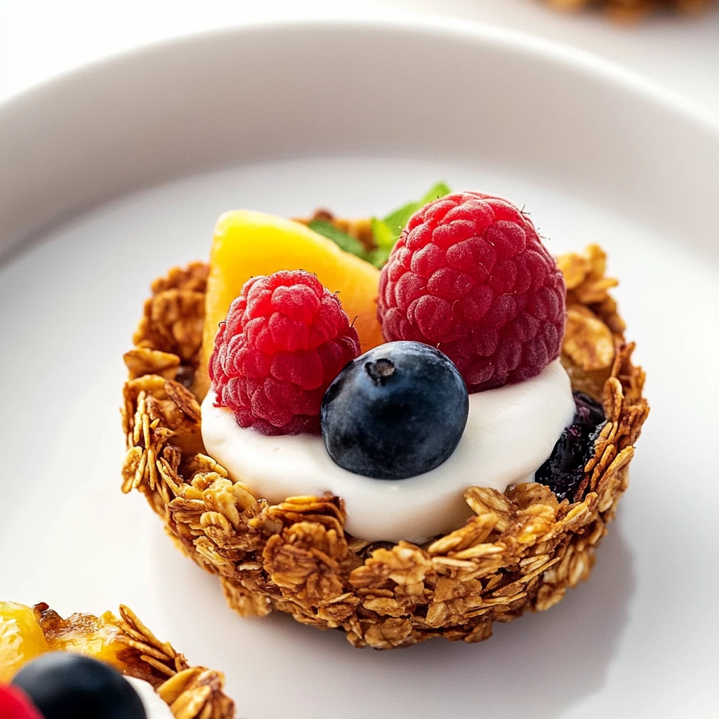 Granola Tarts with yogurt and fruits