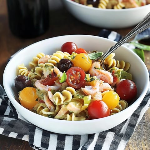 Easy tuna pasta salad with herbs dressing