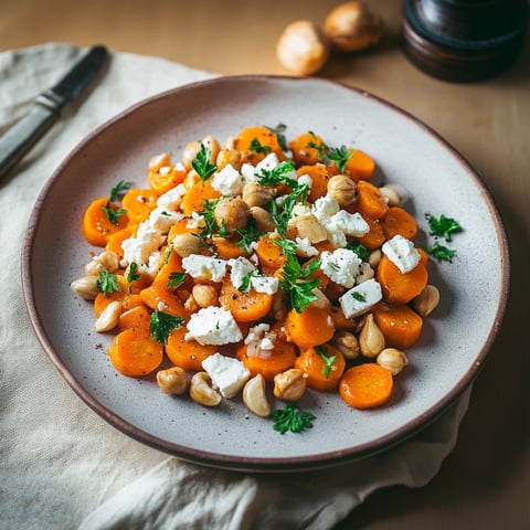 Carrot and chickpeas salad with feta